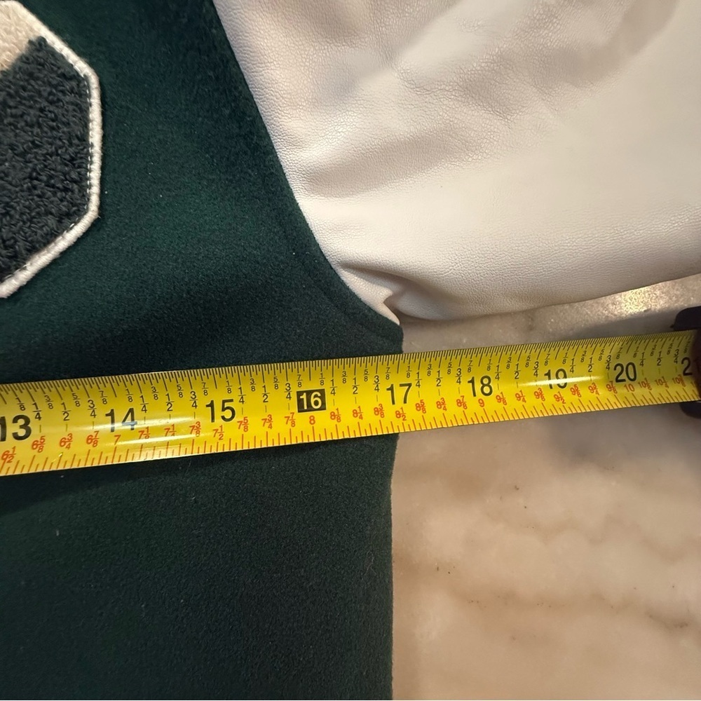 Zara kids Green and White Varsity letterman Jacket boys size 6 - Picture 9 of 11